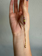 Load image into Gallery viewer, Peridot Garnet Amethyst 14k Gold Micro Box Chain Bracelet 6.5”
