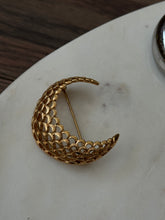 Load image into Gallery viewer, Vintage Monet Gold Plated Crescent Brooch
