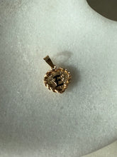 Load image into Gallery viewer, Black Enamel ‘E’ Etched Heart 14k Gold Pendant
