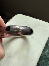Load image into Gallery viewer, Mexico Modernist Black Onyx Inlay Solid Sterling Bangle Bracelet 6.75”
