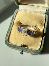 Load image into Gallery viewer, Purple &amp; White Glass Sterling Silver Ring Size 8
