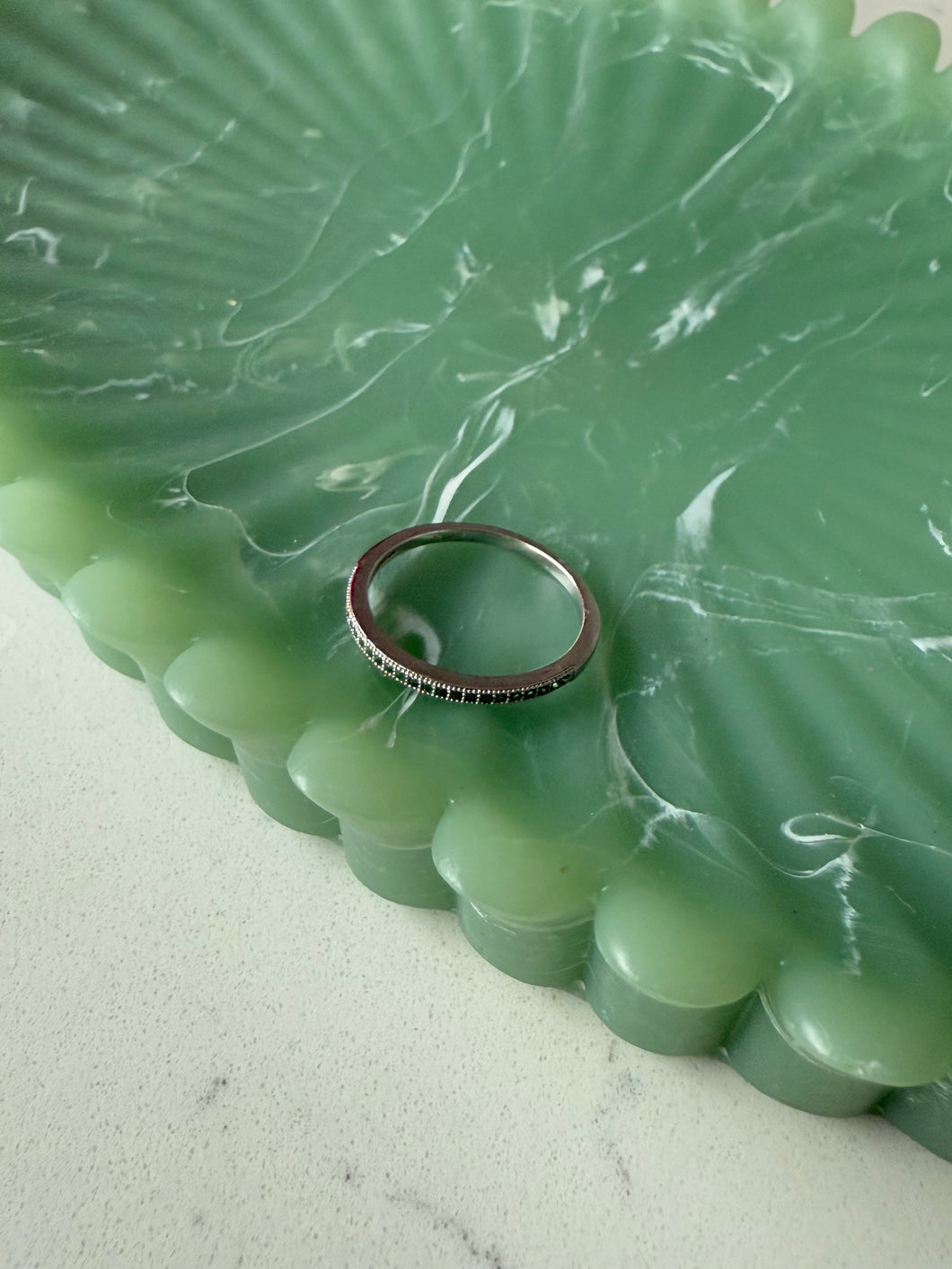 Green Lab Grown Diamond Stone Sterling Silver Dainty Stacker Size 8