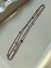 Load image into Gallery viewer, Multi-gemstone Sterling Silver Station Chain Necklace 36”
