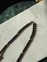 Load image into Gallery viewer, Vintage Gold Plated Black Bead Necklace 15”
