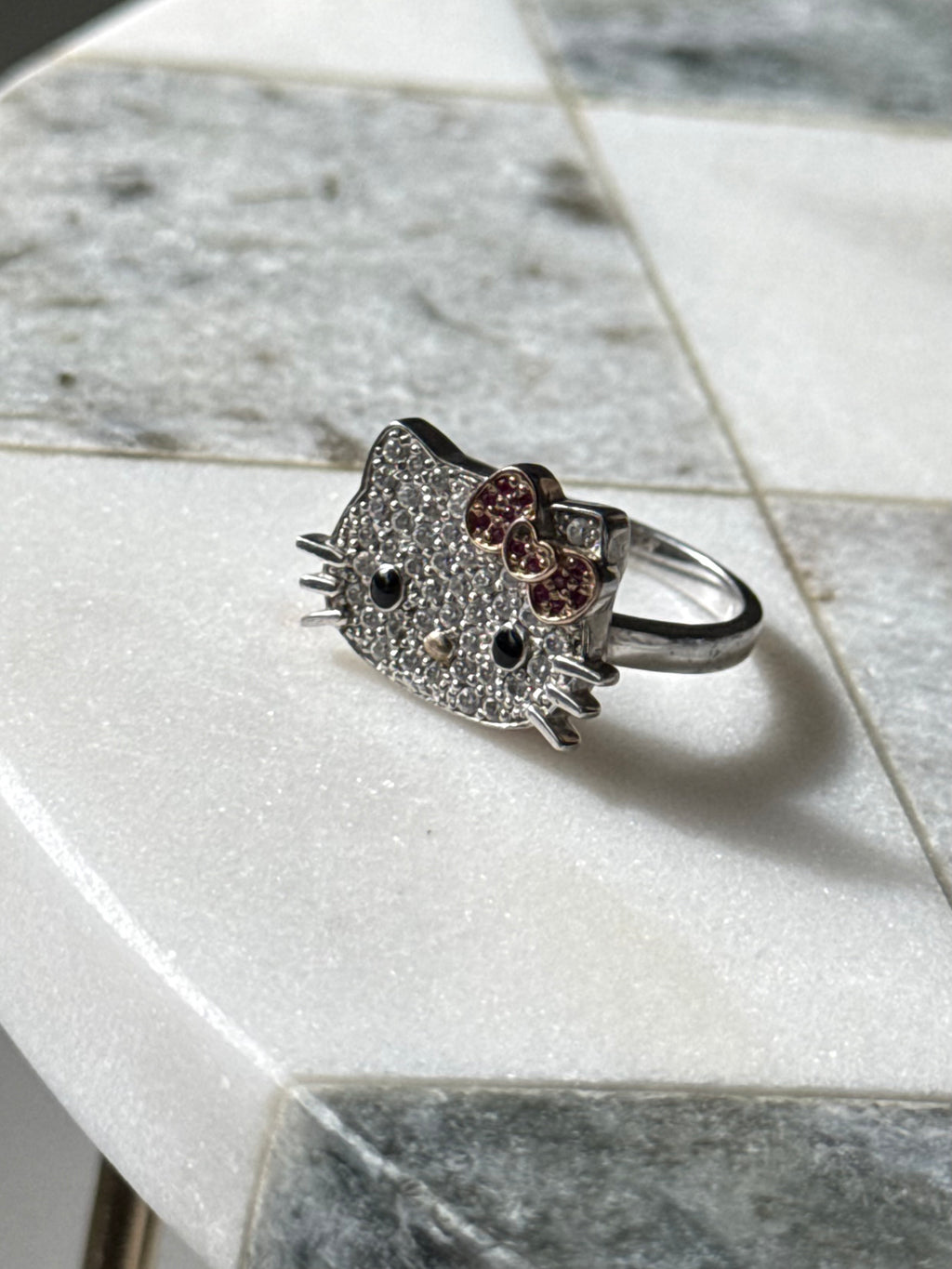 Hello Kitty Sanrio Sterling Silver CZ Ring Size 9