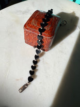 Load image into Gallery viewer, Black Onyx Heart Sterling Silver Bracelet 7”

