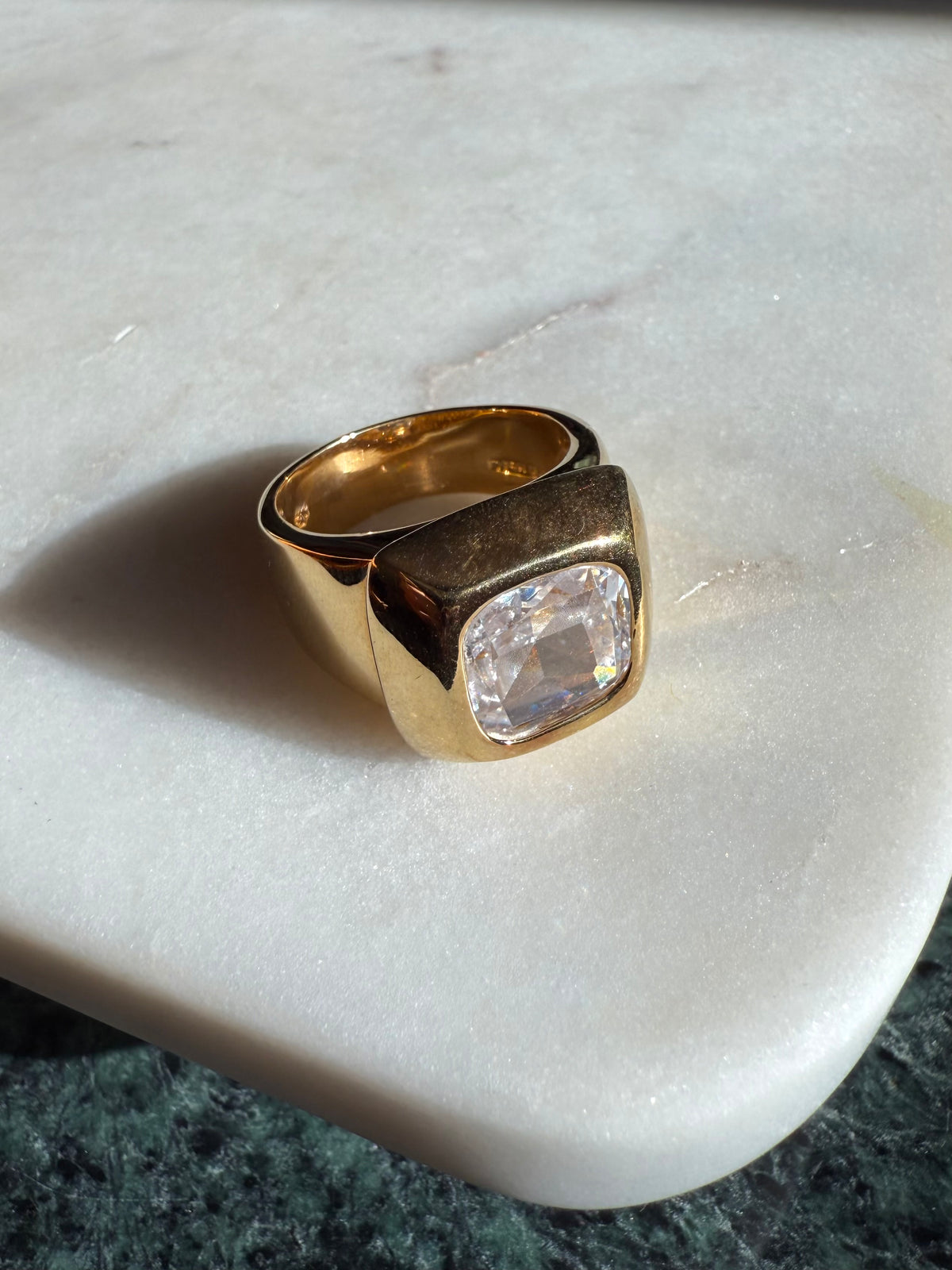 Chunky Gold Vermeil Statement Ring Size 9.25