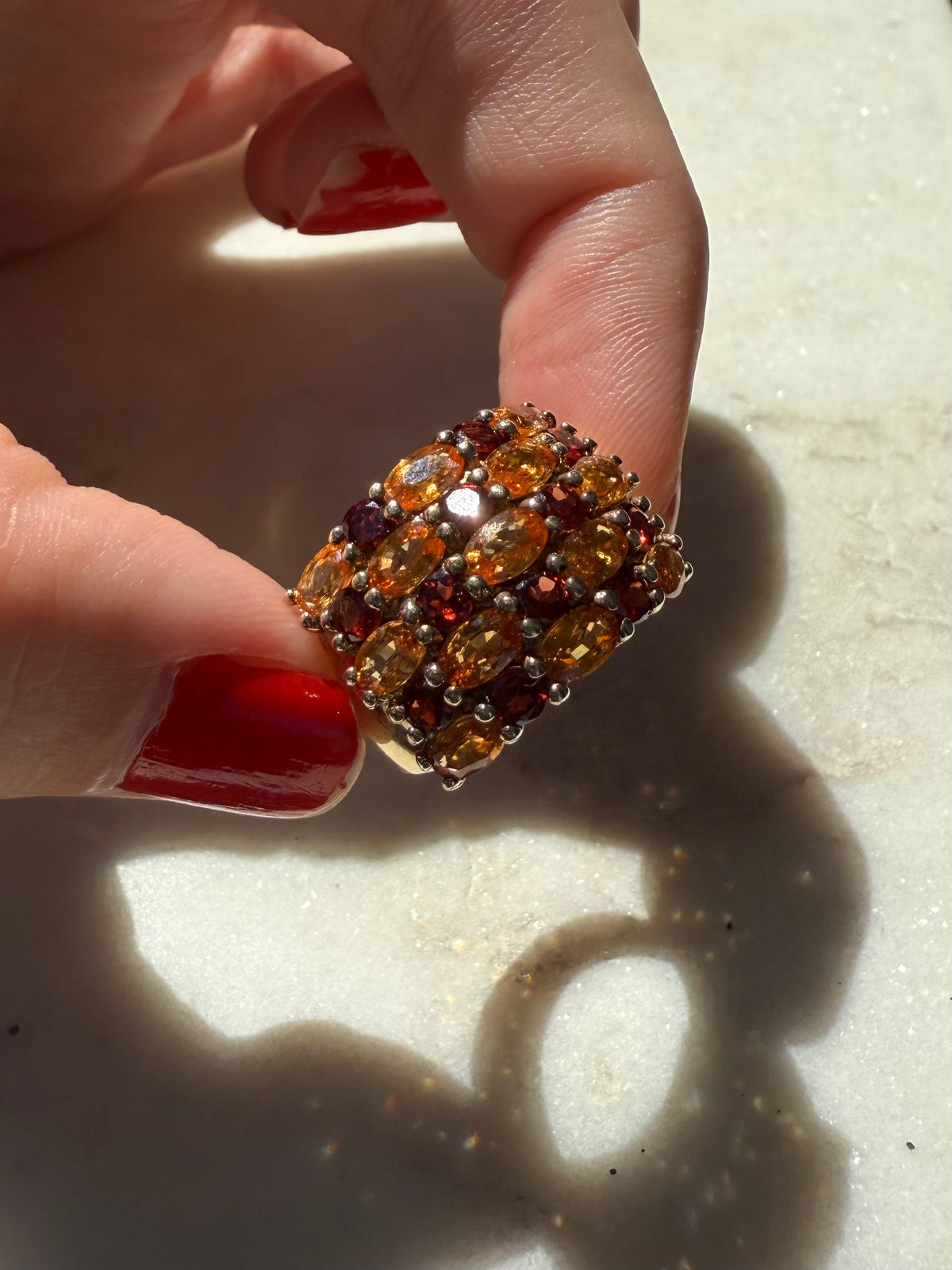 Garnet & Citrine Gold Vermeil Ring Size 6