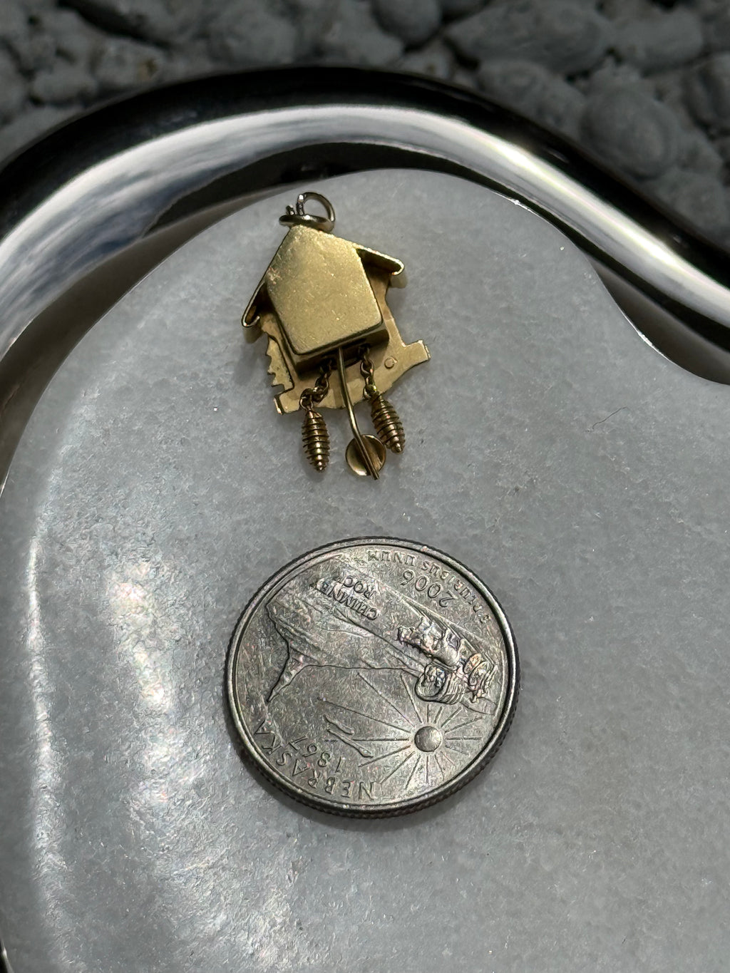 Vintage 18k Gold Cuckoo Clock Pendant