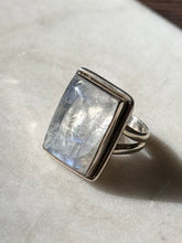 Load image into Gallery viewer, Moonstone Sterling Silver Square Ring Size 7.25

