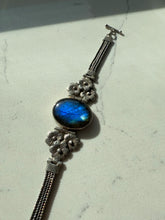 Load image into Gallery viewer, Vintage Floral Labradorite Sterling Silver Bracelet
