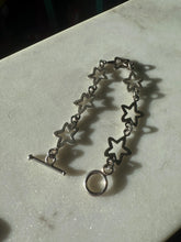 Load image into Gallery viewer, Vintage Star Link Sterling Silver Toggle Clasp Bracelet 7”
