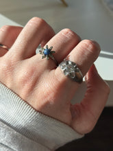Load image into Gallery viewer, Antique Synthetic Star Sapphire Flower Ring Size 6.75

