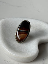 Load image into Gallery viewer, Vintage Agate Sterling Silver Ring Size 7.5
