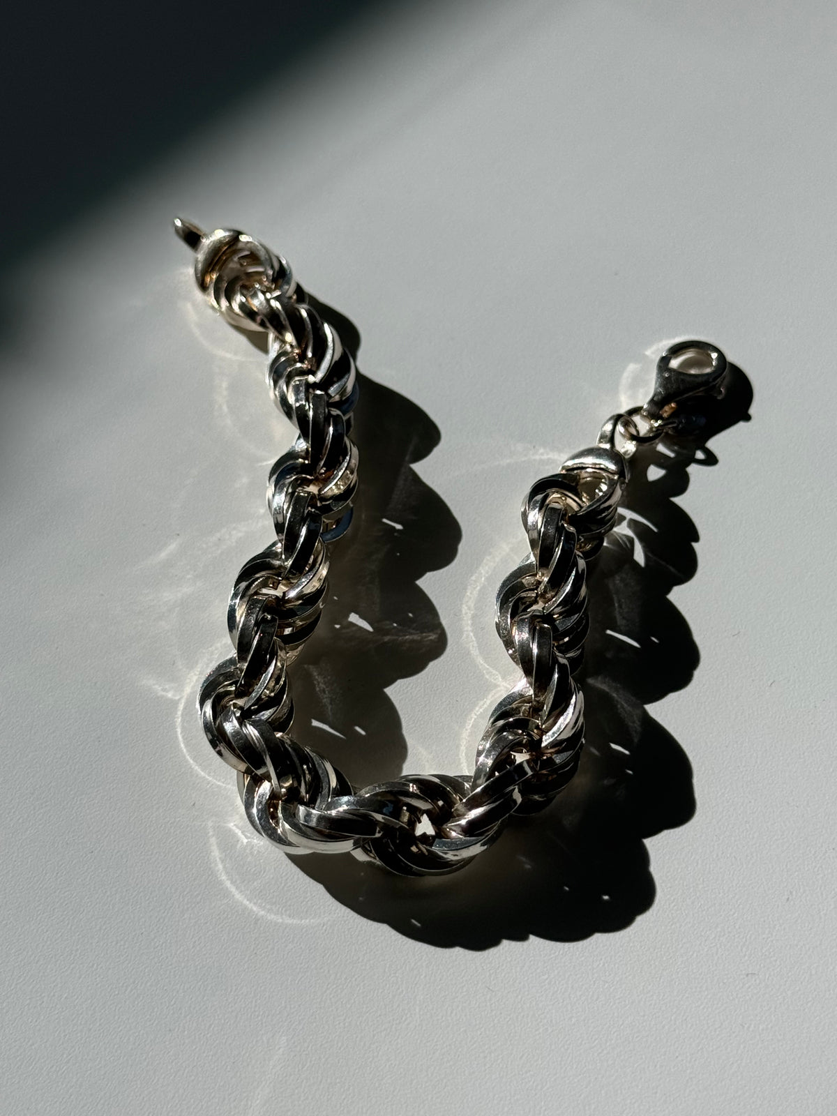 Chunky Italian Sterling Silver Rope Bracelet 7.75”