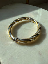Load image into Gallery viewer, Italian Two-Tone Sterling Silver Gold Vermeil Hinged Bangle Bracelet
