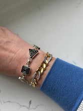Load image into Gallery viewer, Solid Sterling Silver Geometric Link Toggle Clasp Bracelet
