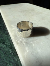 Load image into Gallery viewer, Hammered Solid Sterling Silver Cigar Band Ring Size 9.75
