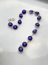 Load image into Gallery viewer, Blue Protection Eye Sterling Silver Bracelet
