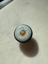 Load image into Gallery viewer, Vintage Painted Porcelain Daisy Sterling Silver Concho
