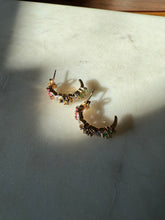 Load image into Gallery viewer, Ruby Emerald Blue Sapphire Gold Vermeil Half Hoops
