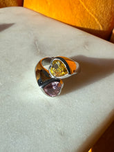 Load image into Gallery viewer, Chunky Heart Bypass Sterling Silver Rhodium Plated Ring Size 8
