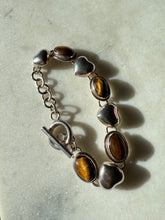Load image into Gallery viewer, Tigers Eye Sterling Silver Heart Bracelet 7.75”
