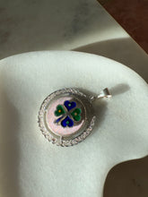Load image into Gallery viewer, Vintage Enamel Four Leaf Clover Sterling Silver Pendant
