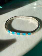 Load image into Gallery viewer, Vintage Mexico Turquoise Inlay Sterling Silver Cuff Bracelet 7”
