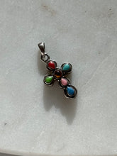 Load image into Gallery viewer, Vintage Multistone Cross Sterling Silver Charm
