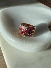 Load image into Gallery viewer, Chunky Gold Vermeil Pink Ring Size 5.5
