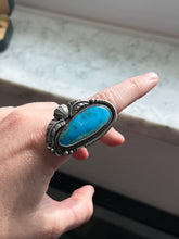 Load image into Gallery viewer, Chunky Turquoise Sterling Silver Ring Size 13
