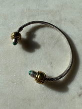Load image into Gallery viewer, Malachite Mexico Sterling Silver &amp; Brass Bangle Bracelet
