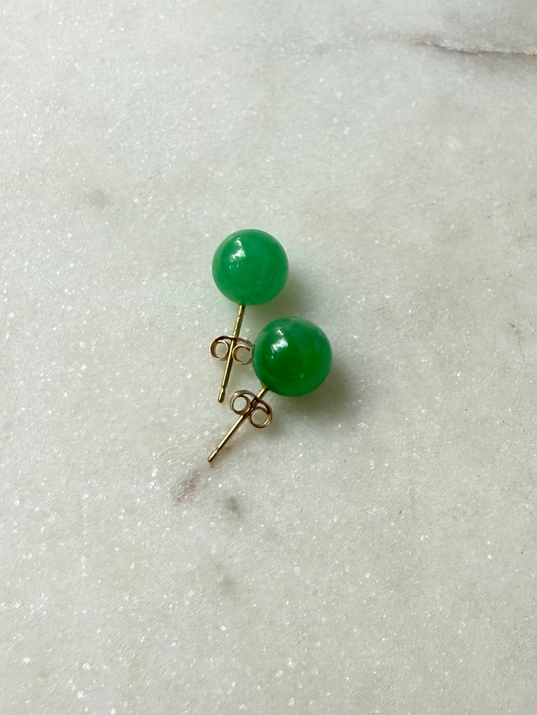 Jade 14k Gold Push Back Earrings