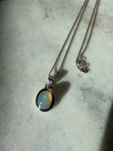 Load image into Gallery viewer, Simulated Opal Sterling Silver Necklace 18”
