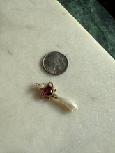 Load image into Gallery viewer, Antique 14k Rosey Gold Garnet &amp; Pearl Charm
