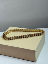 Load image into Gallery viewer, Vintage Solid 14k Yellow Gold Natural Diamond S-Link Tennis Bracelet 7”

