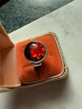Load image into Gallery viewer, Red Black Flower Sterling Silver Ring Size 9
