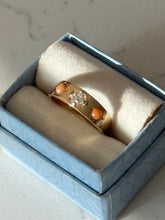 Load image into Gallery viewer, Antique 18k Yellow Gold Old Mine Cut &amp; Coral Ring Size 4.75
