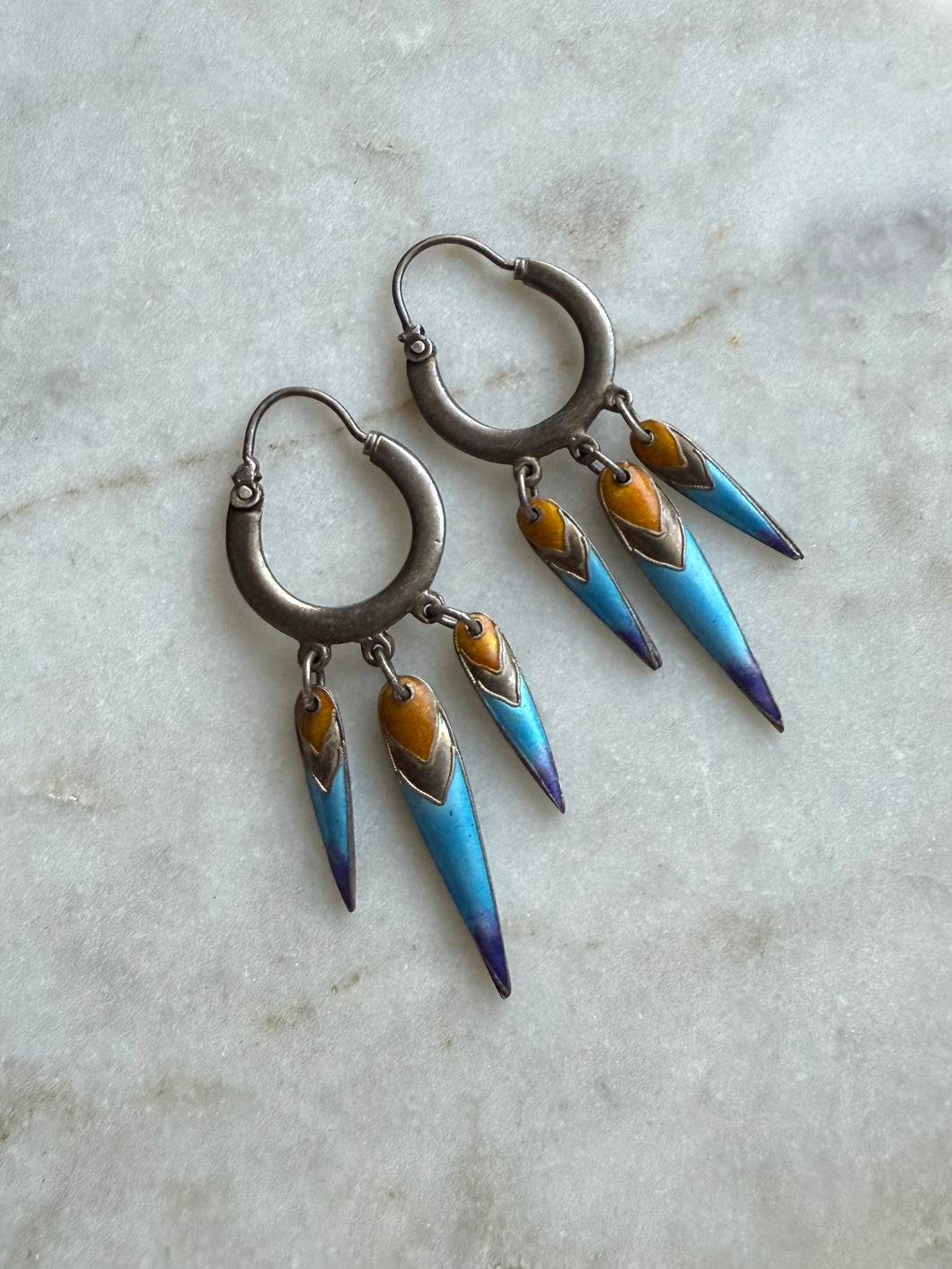 Enamel Sterling Silver Earrings
