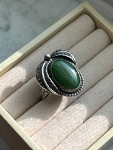 Load image into Gallery viewer, Vintage Jade Sterling Silver Ring Size 8.75
