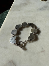 Load image into Gallery viewer, Hammered Heart + Disc Solid Sterling Bracelet 7”
