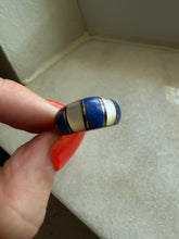 Load image into Gallery viewer, Lapis &amp; Mother of Pearl Inlay Sterling Silver Ring Size 6
