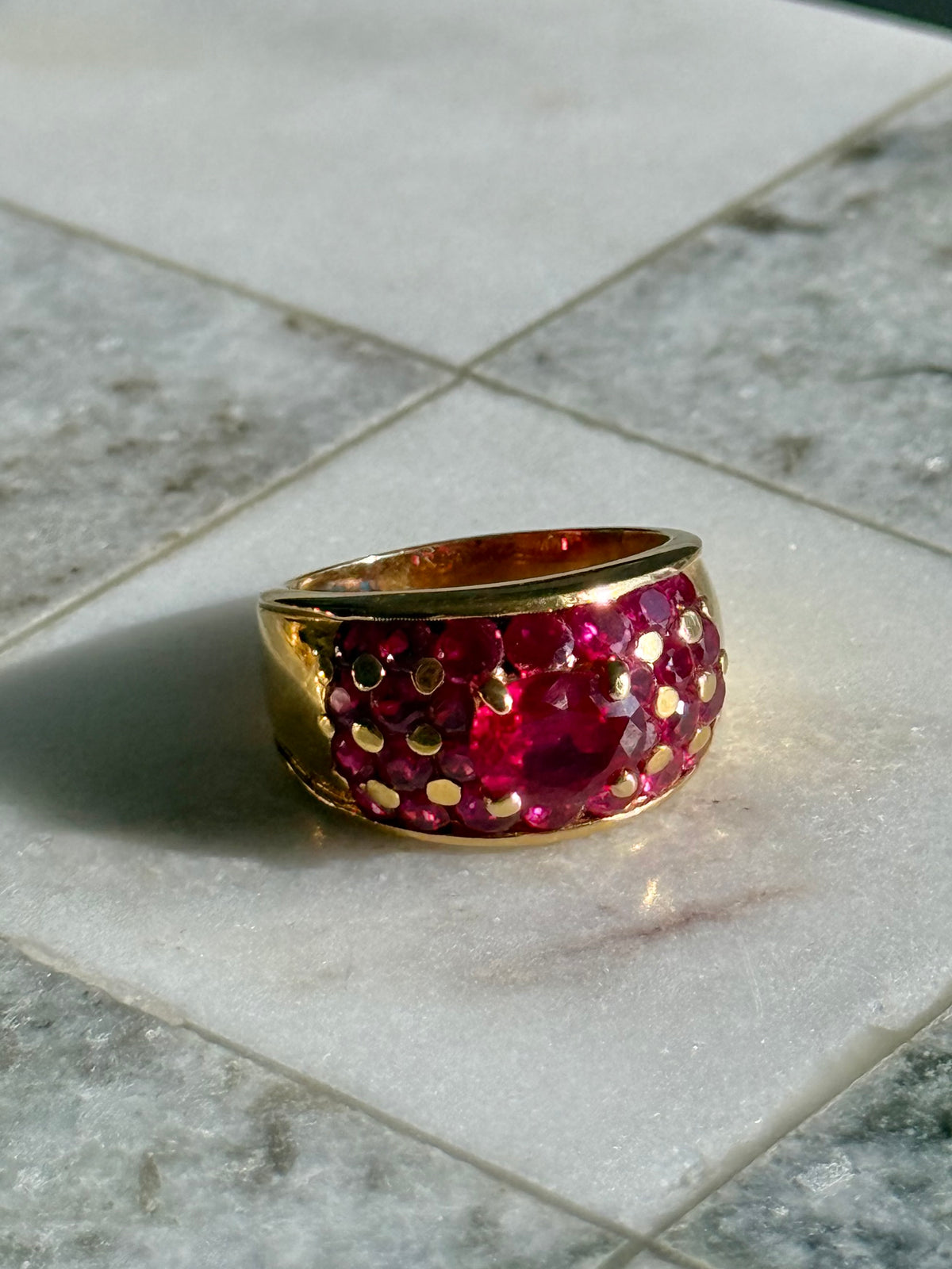 Synthetic Pink Sapphire Gold Vermeil Ring Size 10