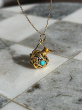 Load image into Gallery viewer, Vintage 14k Gold Turquoise Vial Charm
