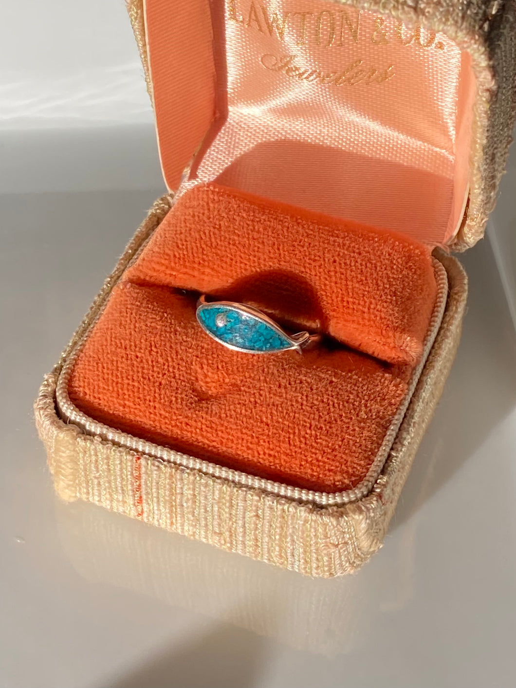 Turquoise Inlay Sterling Silver Fish Ring