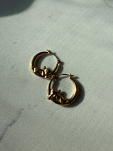 Load image into Gallery viewer, Vintage Cherub 14k Yellow Gold Hoops
