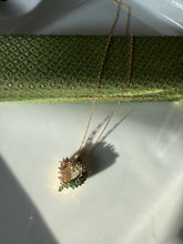 Load image into Gallery viewer, Green White Glass Stone Gold Vermeil Necklace 15”
