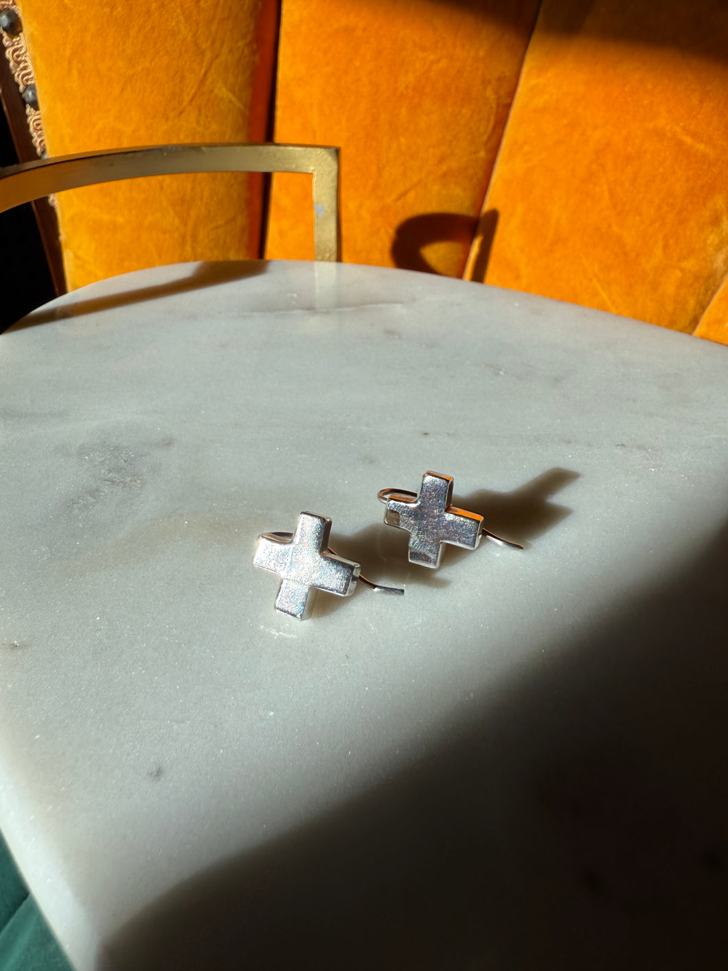 Solid Sterling Silver Cross Earrings