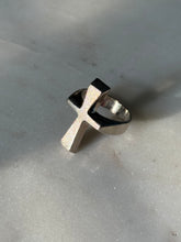 Load image into Gallery viewer, Solid Sterling Silver Cross Ring Size 4.25
